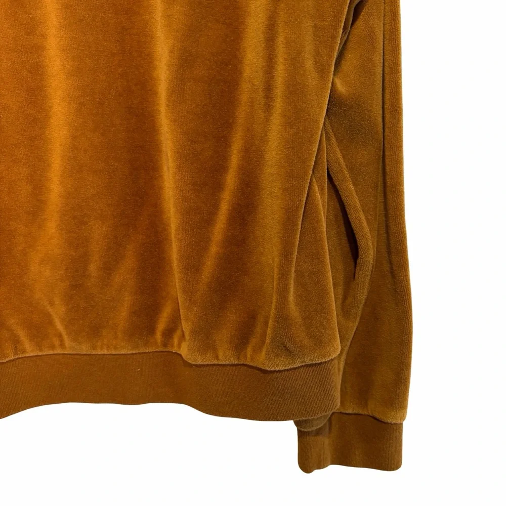 GAP Velour Crewneck Sweatshirt Velvet in Bright Brown, Size S - Picture 10 of 12